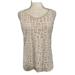 patrizia luca womens beige mesh tank top small